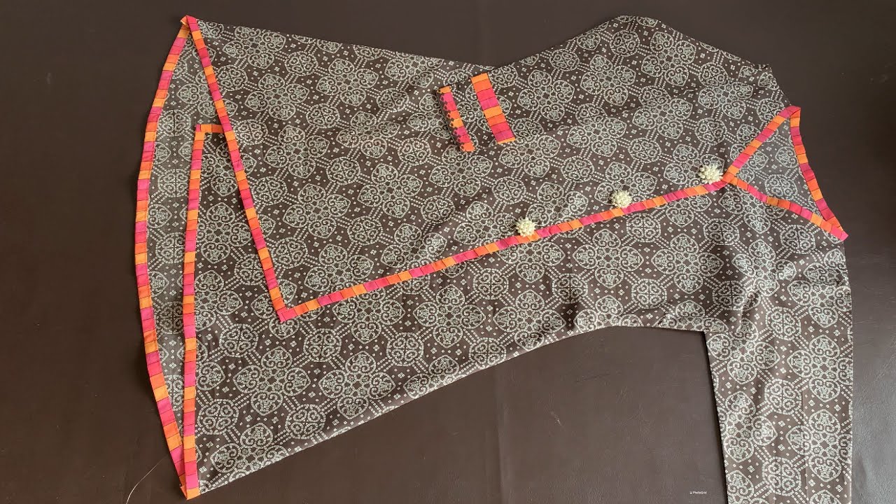 Designer Angrakha kurti cutting and stitching in very easy way