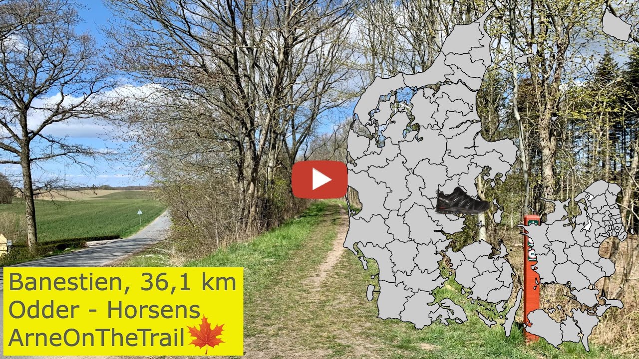 VANDRETUR: Banestien Odder - Horsens, 36,1 km (animationsvideo med rute og billeder)