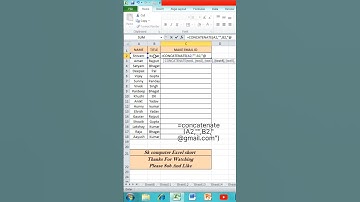 Create Email in Excel #concatenate #excel #msexcel#shorts#shortvideo#excelformula #computer#ytshorts