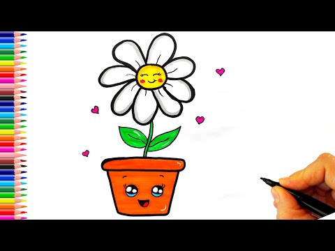 Saksıda Çiçek Çizimi - Sevimli Çiçek Çizimi - Çiçek Nasıl Çizilir? - How To Draw a Flower in Pot