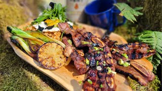 Kalbi SHORT RIBS & Kimchi FRIED RICE by a Peaceful River. Relaxing ASMR OUTDOOR COOKING w/ Arthur 🐶