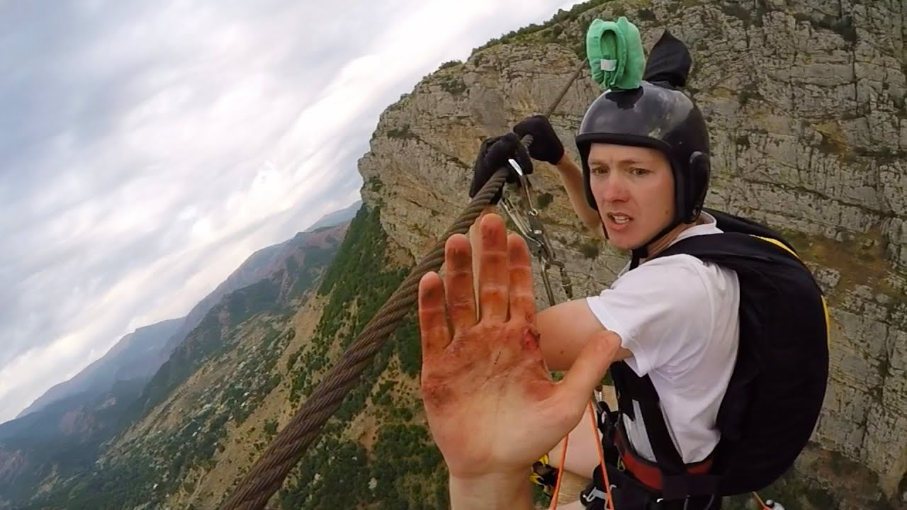 Friday Freakout Super Sketchy Zipline Base Jump Almost Loses Fingers Youtube