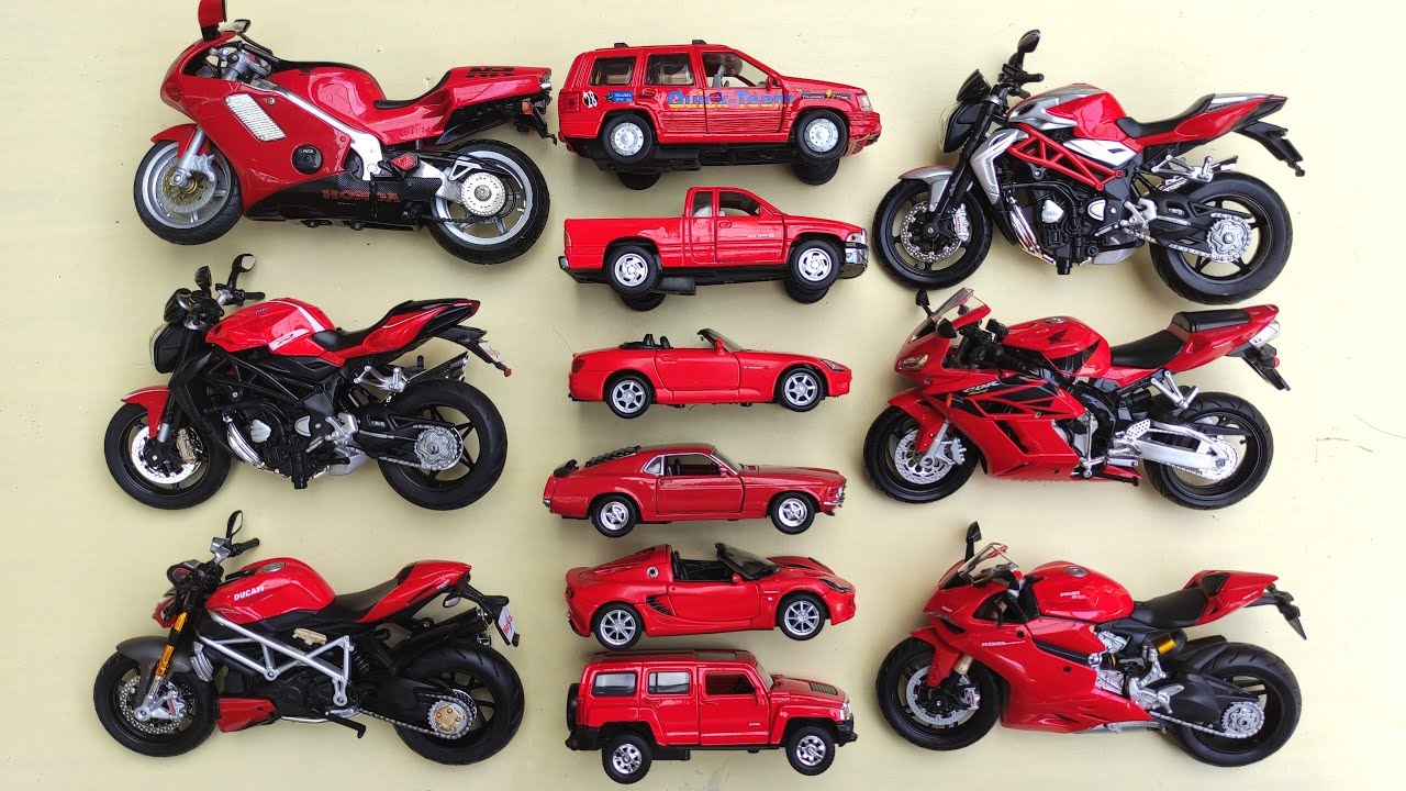 Diecast Scale Model Motorcycles and Cars, Various Brands Model