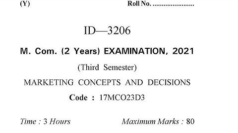 (2021) marketing concepts and decisions question paper | M.com | previous year question paper