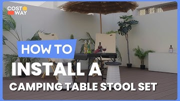 How to Install the 3 Pieces Folding Camping Table Stool Set | NP11168 #costway #howto