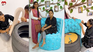 Reuse Old Tyre and Chair Ideas - Sofa Making #diy #fun #sofa #reuse