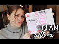 PLAN WITH ME for February 2019 | 🌹 Valentine&#39;s Day Theme  | Bullet Journal Set Up