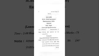 M.Sc. Physics 3rd Semester Paper -01 Laser & Optoelectronics #shortsviral #shortsvideo #shorts