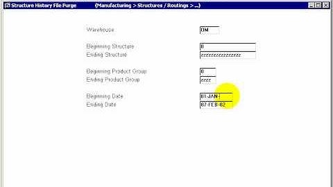 DYNAMIC 3i Free Edition ERP tutorials - structure history purge