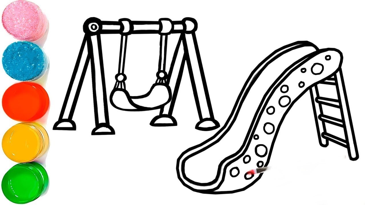 How To Draw A Playground Set With Slide And Swing | Simple and Easy ...