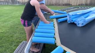 Pool Noodles over the tramp springs
