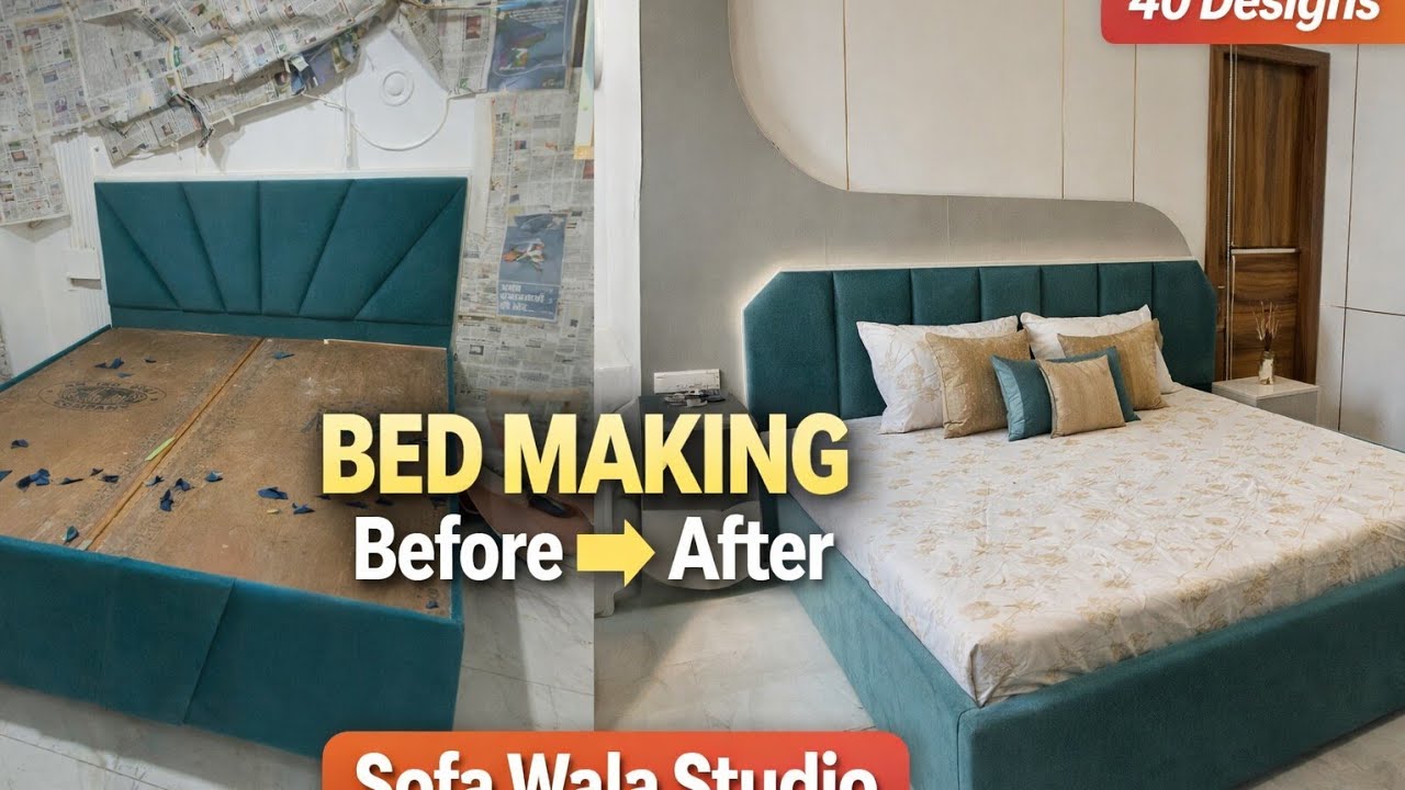 Luxury Bed & Headboard Work 🔨 Step by Step | Sofa Wala Studio