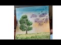 Countryside miniature scenery watercolor painting.