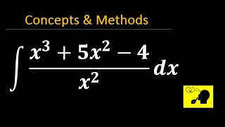 integrate (x^3+5x^2-4)/(x^2)  || Integral of (x^3+5x^2-4)/x^2