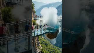 Thrilling A Huge Rock Fell From The Sky And Smashed Through The High-Altitude Glass Plank Road.