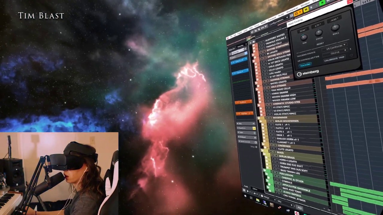 COMPOSING MUSIC IN VR (test footage in Cubase 10.5 using Oculus Rift S Headset in BigScreen)