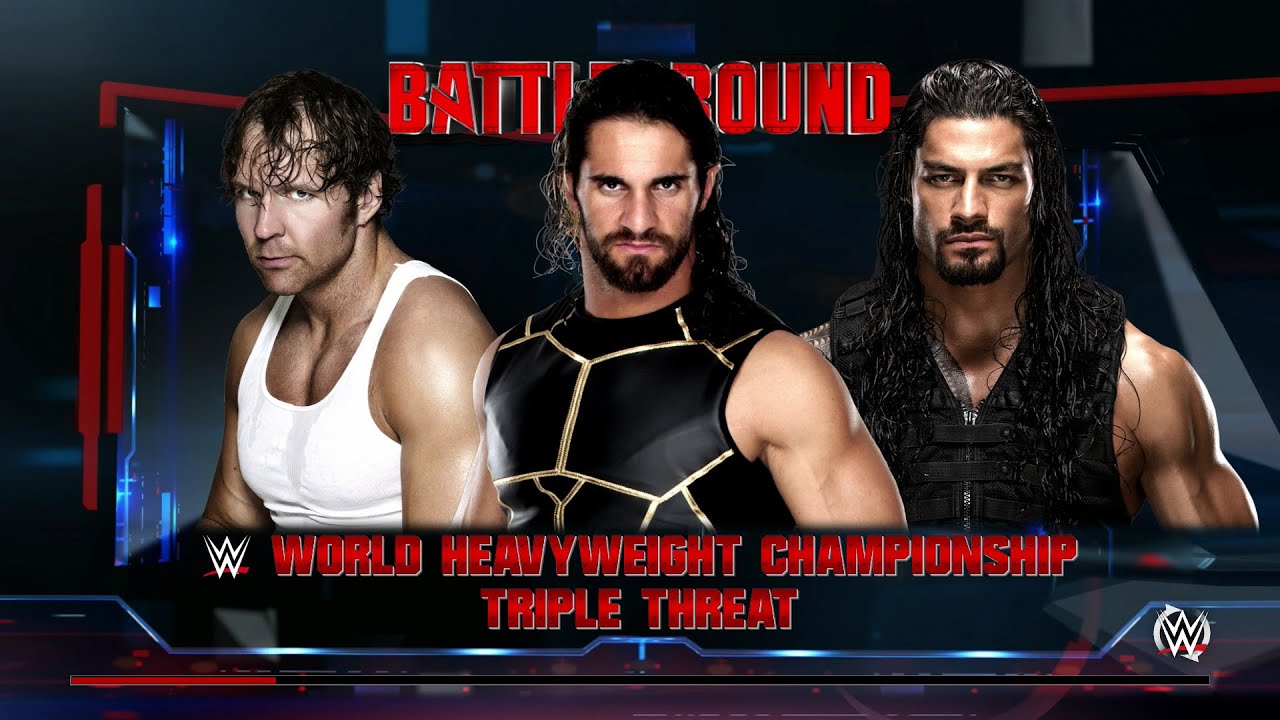 Battleground 2016 - Dean Ambrose Vs Seth Rollins Vs Roman Reigns For ...