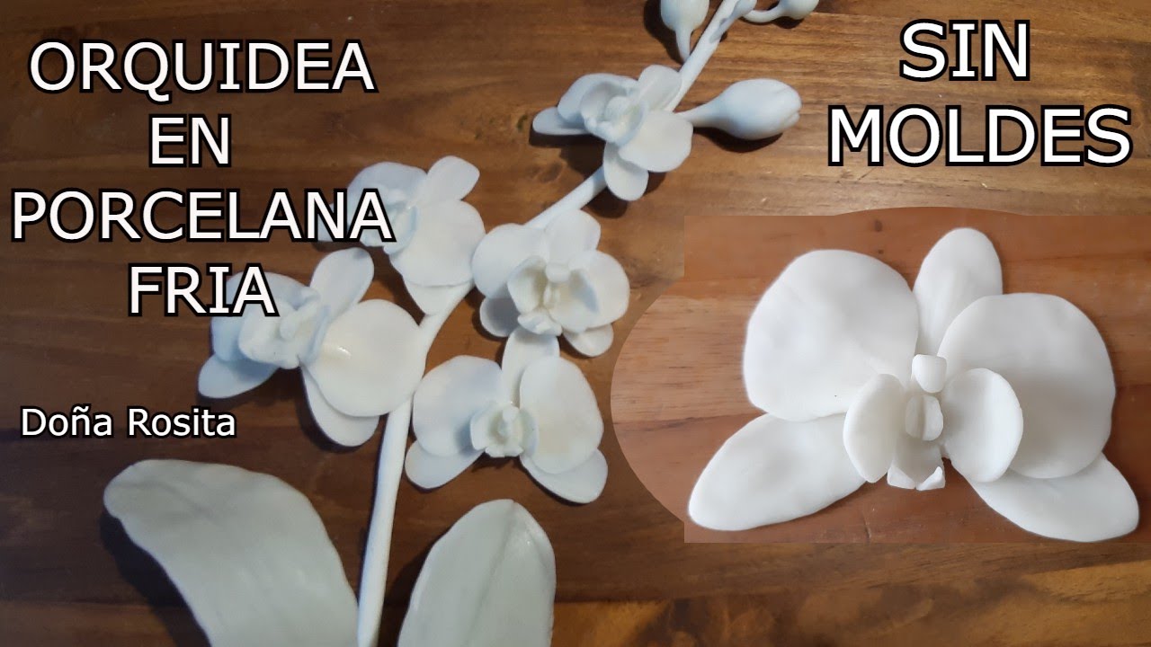 Como hacer flor de Orquidea con PORCELANA FRIA casera SIN MOLDES  🌺🌺 planta de orquidea 🌺🌺