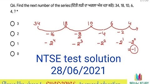 NTSE Test solution 28/06/2021