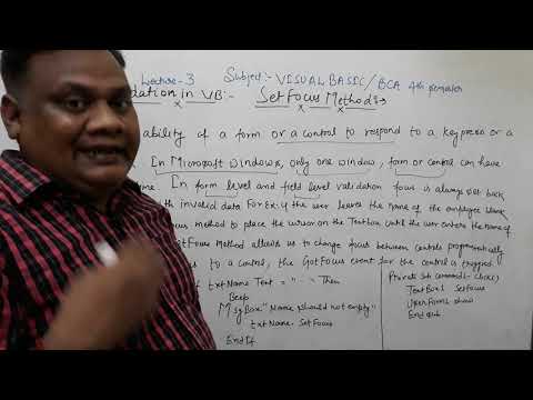 LECTURE- 3 DATA VALIDATION IN VISUAL BASIC 6.0 | SET FOCUS METHOD