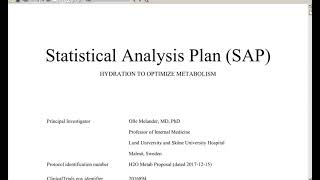 Statistical Analysis Plan (SAP)