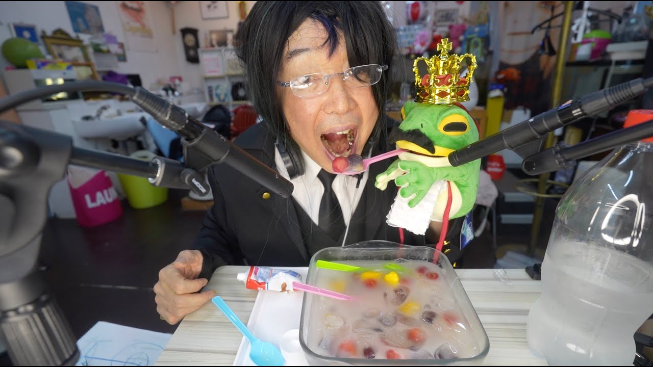 【ASMR】🐸今韓国で流行りの氷タンフル　かえる王子と食べるEat the popular ice tanful with the frog prince【咀嚼音】🐸
