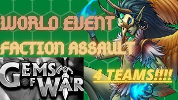 4 Teams World Event & Faction Assault | Gems of War Event guide | No mythic Early Late 4 all rewards