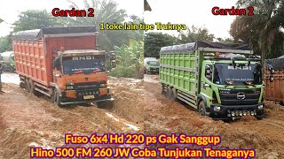 Melihat Fuso 6x4 Hd 220 ps Gak Sanggup Lewat,Hino 500 FM 260 JW Coba Tunjukan Tenaganya