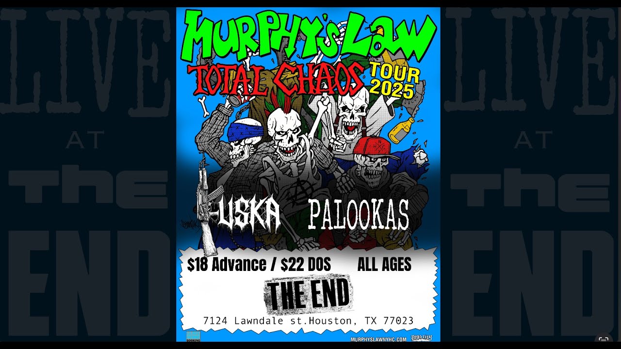 Watch Murphy's Law • Live At The End in Houston, TX - 05-16-2025 on YouTube Watch Murphy's Law • Live At The End in Houston, TX - 05-16-2025 on YouTube
