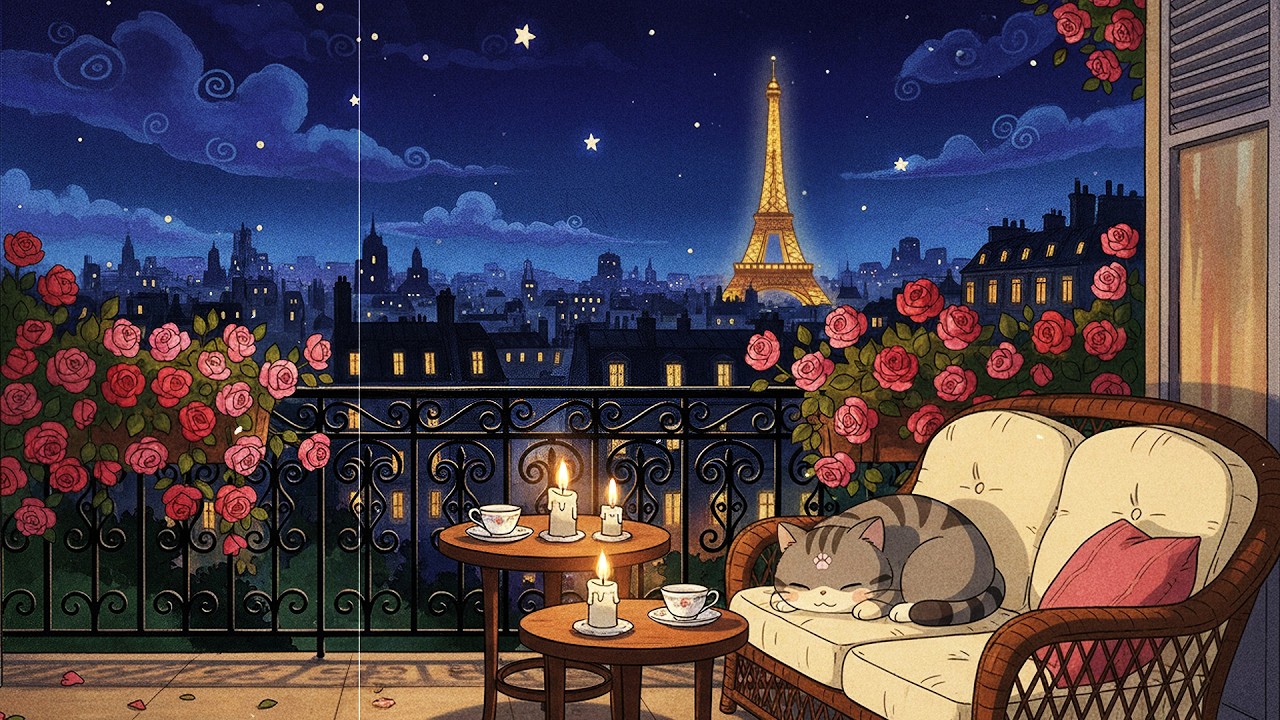 Warm 1930s paris night 🌙 vintage oldies playing in another room for unwind, sleep, study
