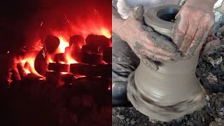 كيفيه عمل زهريه فخار و كيف تحرق في النار