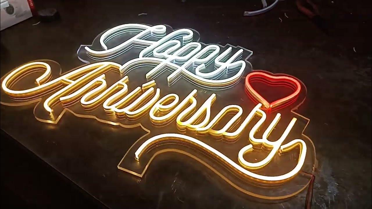 How to Make a Happy Anniversary LED Neon Sign in White and Golden