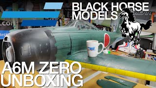 Unboxing the Black Horse 93.8' A6M Zero ARF  Motion RC