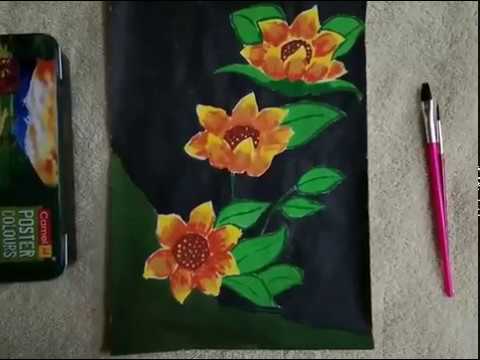 Beautiful Sunflower Painting Using Poster Colors For Beginners Step By You - Poster Colour Painting On Paper For Beginners