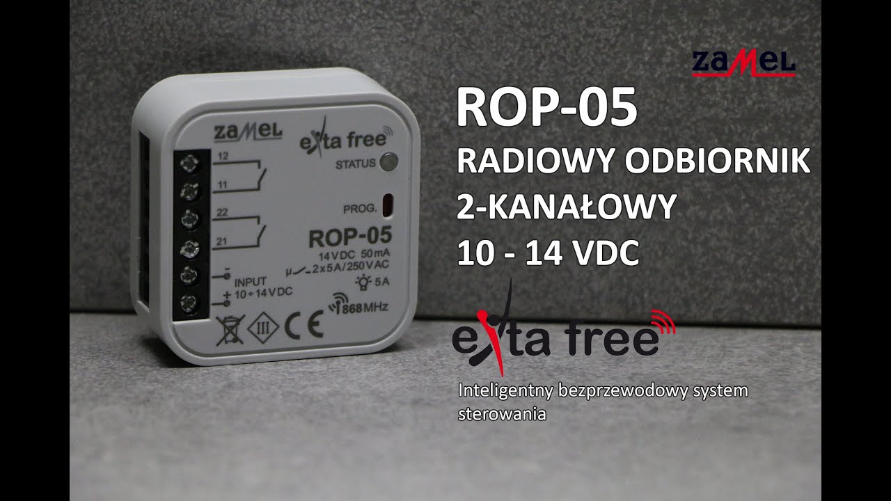 inteligentny dom fibaro ROP-05 Radiowy odbiornik puszkowy 2-kanałowy 10-14 VDC exta free Zamel