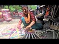 Colorful Bamboo Crafts Making By Woman | Basket/Box Preparing From Primitive Technology