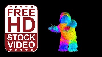 Free Stock Videos – colorful fur creature dancing on black background 3D animation