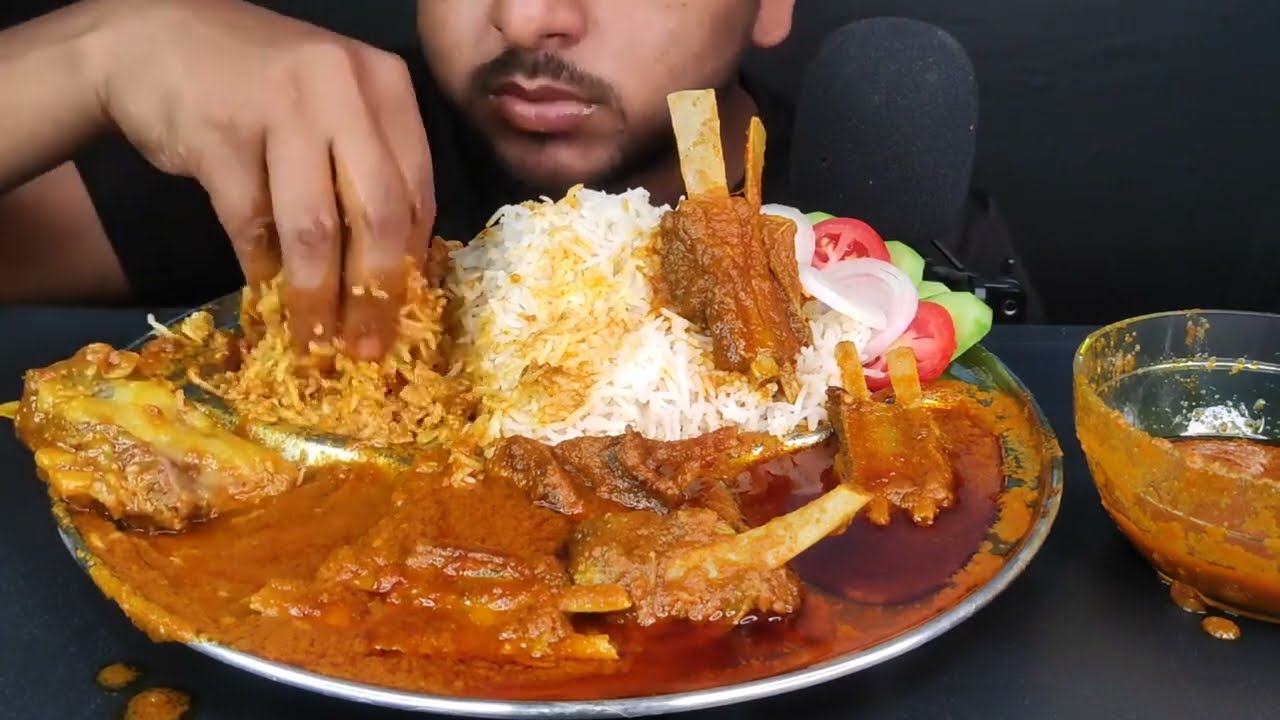 Spicy Oily mutton Ribs Curry Eating | Spicy oily mutton curry eating | #bhukkhadboy