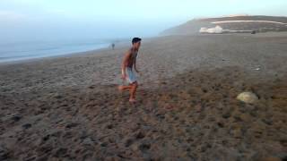 Guy Attempts a Double Frontflip at Beach