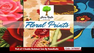Pack of 4 Double Bedsheet Sets By HomeKrafts