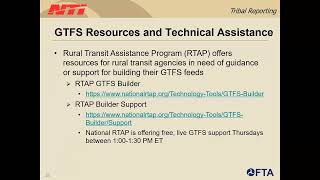 Webinar: NTD Annual Reporting for Indian Tribes 100323