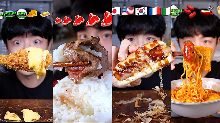 ASMR MUKBANG FIRE NOODLES SEAFOOD BOIL SAUSAGE FRIED CHICKEN (NO BGM)