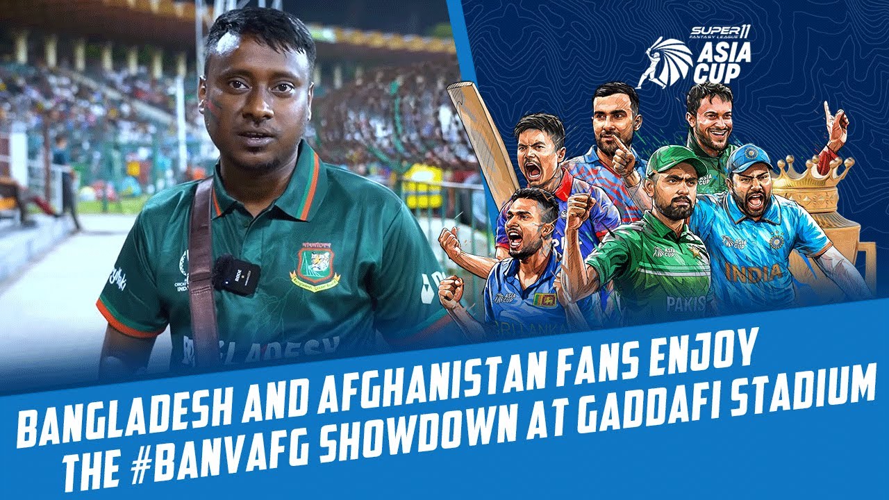 Bangladesh 🇧🇩 and Afghanistan 🇦🇫 fans enjoy the #BANvAFG showdown at Gaddafi Stadium PCB MA2L