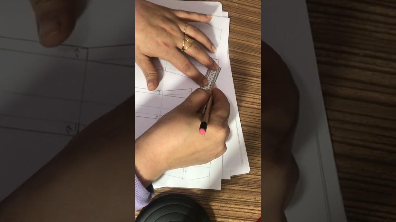 رسم قالب السروال (قالب الخلف)بصورة مبسطة فنون تطبيقية مادة فن الخياطة