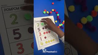 Pompom count! A count up to 5 activity for your preschooler. #preschool #playandearn #homeschooling