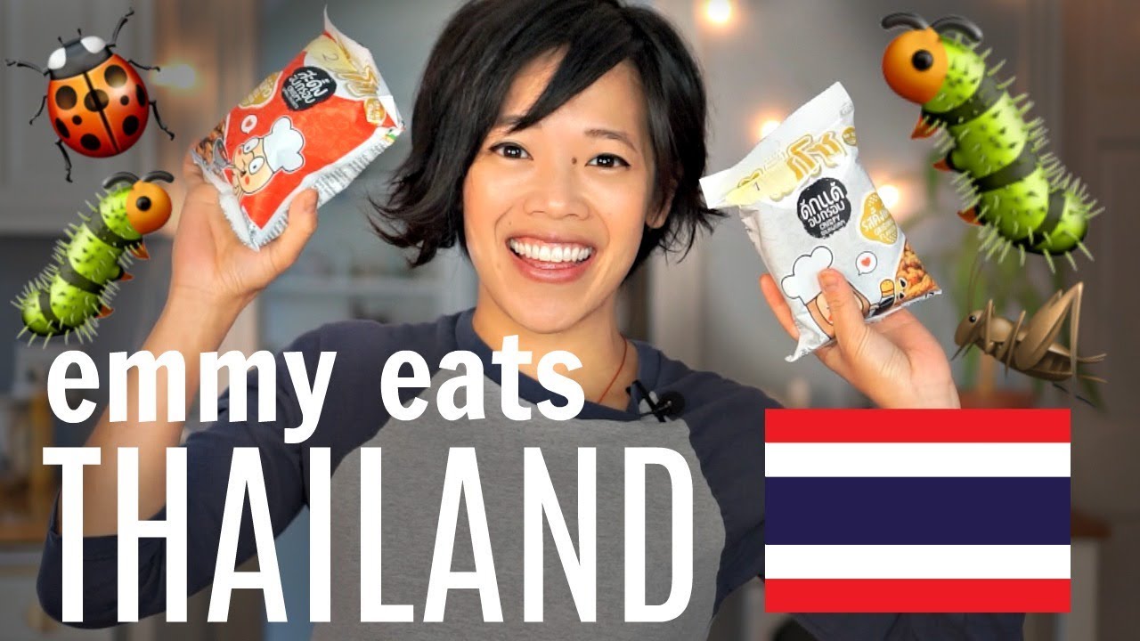 Tasting CRICKET & SILKWORM Snacks | Emmy Eats Thailand | emmymade