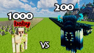 1000 Baby Iron Golems Vs 200 Wardens | Minecraft