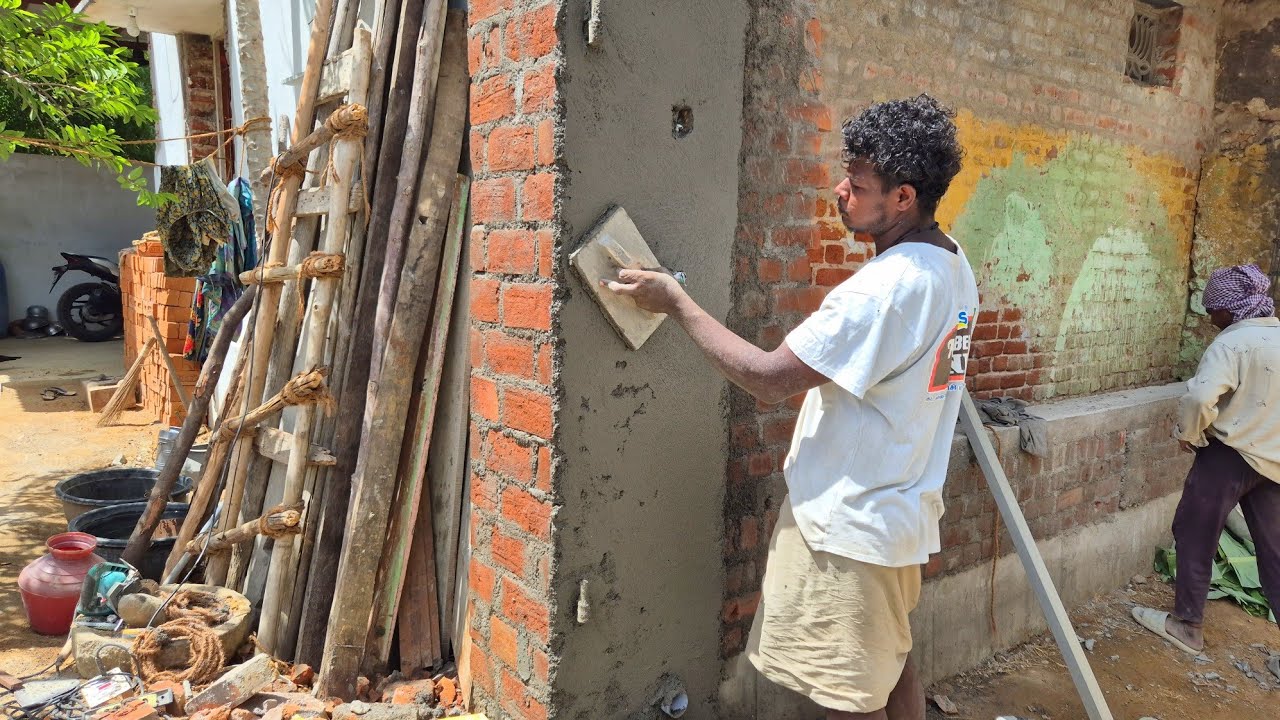 Masonry Techniques of Gate Pillar Plastering Properly| Front Compound ...