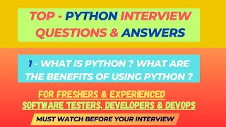1 - What is Python  What are the benefits of using Python  Python Interview Questions for SDET/QA
