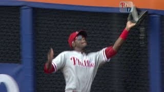 Mayberry makes a leaping grab at the wall
